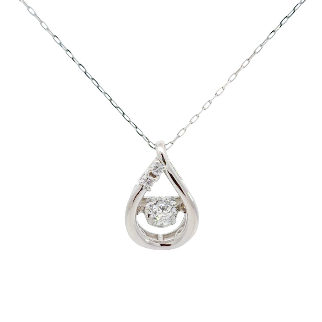 Dancing Diamond Necklace - Teardrop Design Pendant
