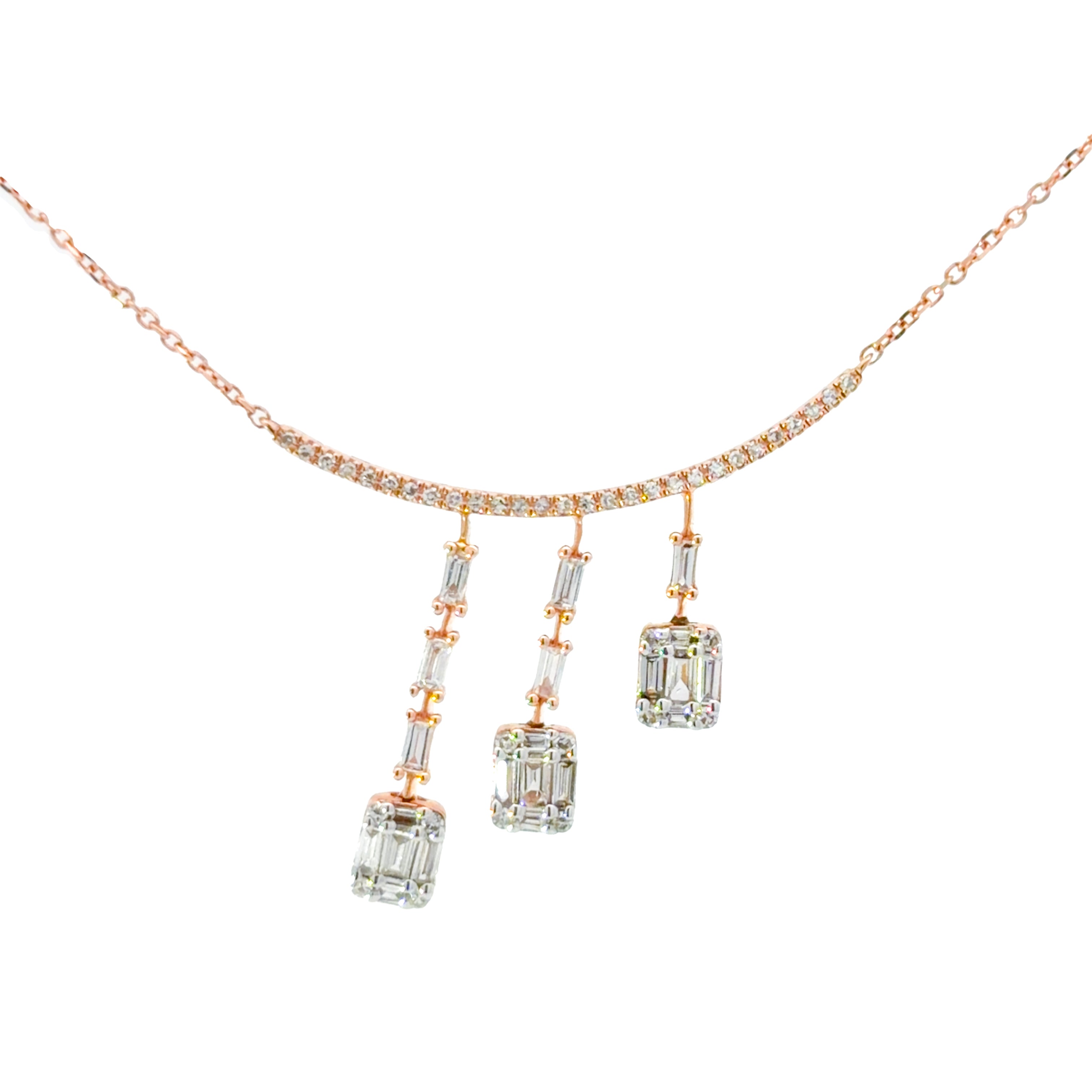 Diamond necklace-Triple Dangle Pendant