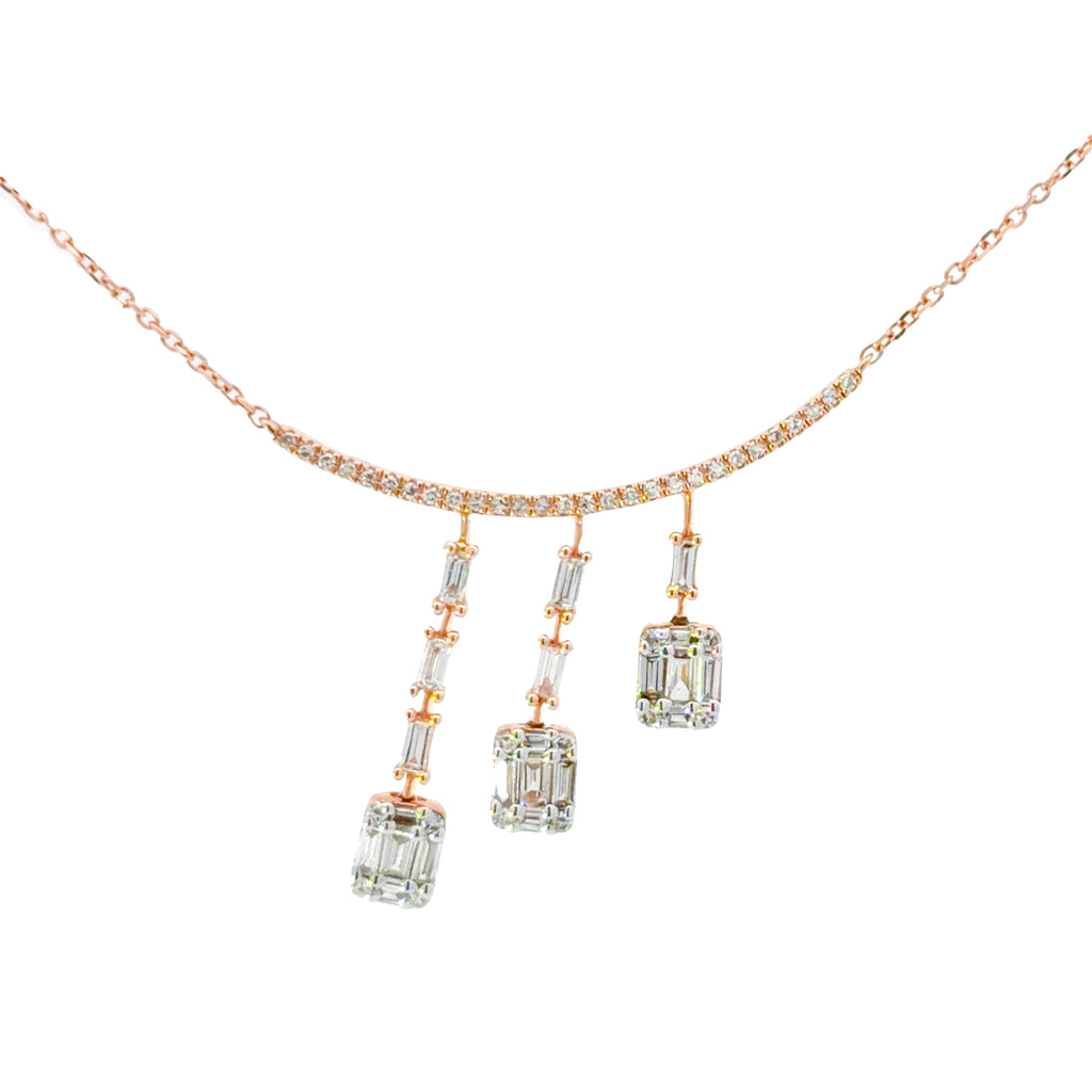 Diamond necklace-Triple Dangle Pendant
