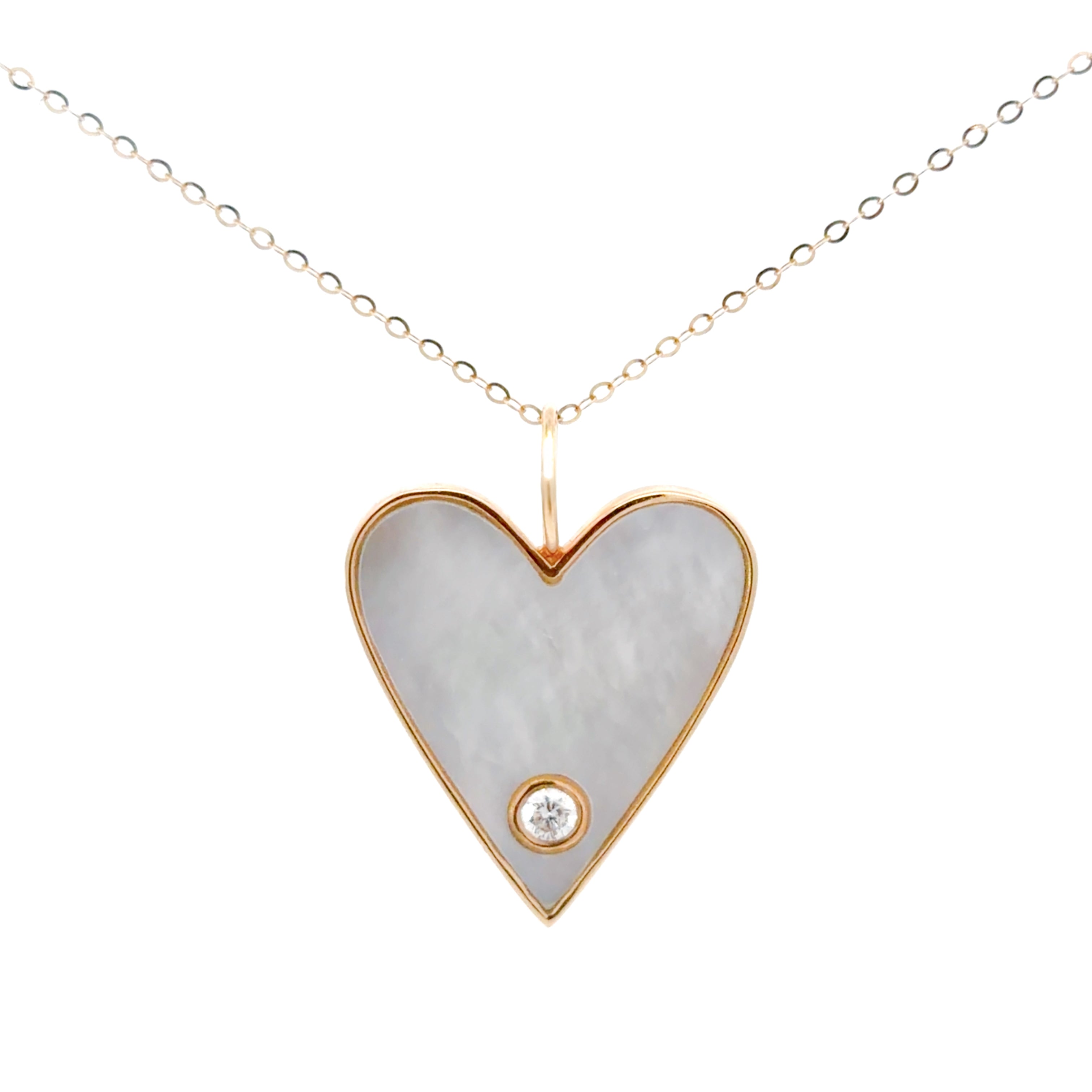 Diamond necklace -  Pearl Heart Pendant (珍珠心形吊墜)