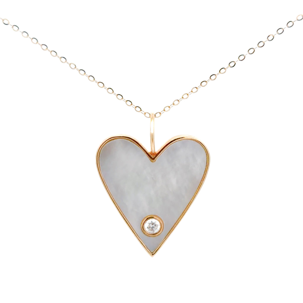 Diamond necklace -  Pearl Heart Pendant (珍珠心形吊墜)